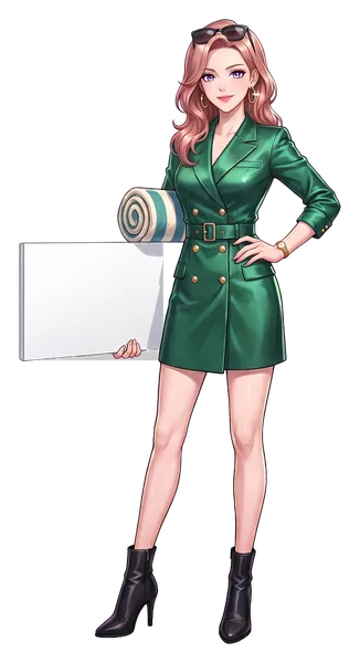 Sasha Wren, the guide's illustrated host, with sunglasses pushed up into her hair and a rolled beach towel, holding a board: Highway 59